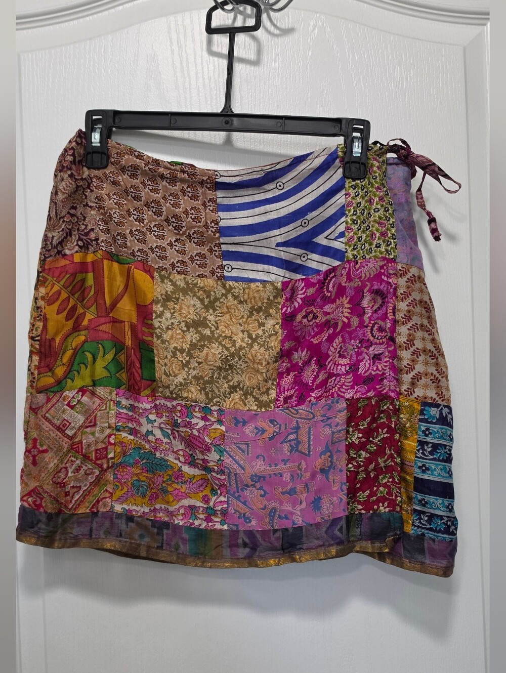 Patchwork Wrap Tie-Waist Mini Skirt - Multicolor. Brand Magazine